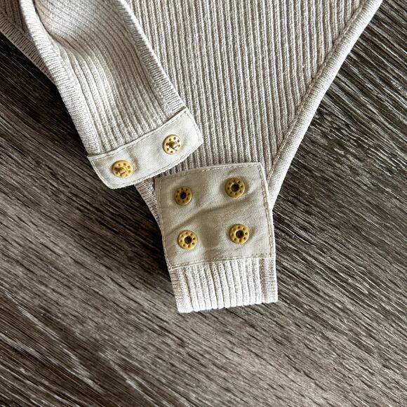 EUC Veiled New York Ribbed Knit Long Sleeve Bodysuit Beige Neutral | Size Medium - Picture 8 of 15